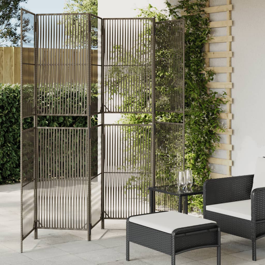6-delt foldeskærm Grå polyrattan