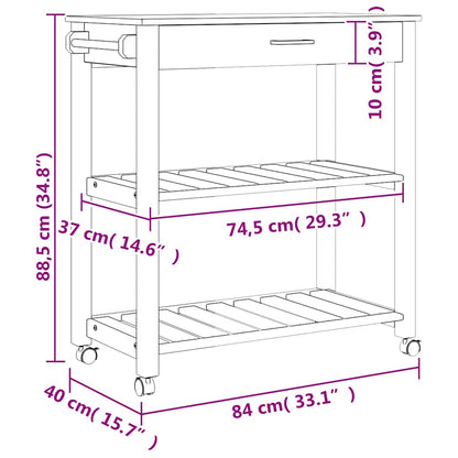 Küchenwagen MONZA 84x40x88,5 cm Massivholz Kiefer