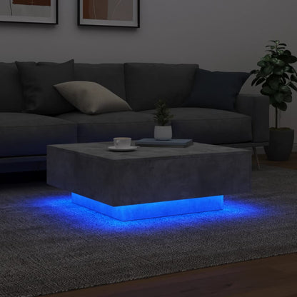 Couchtisch mit LED-Leuchten Betongrau 80x80x31 cm