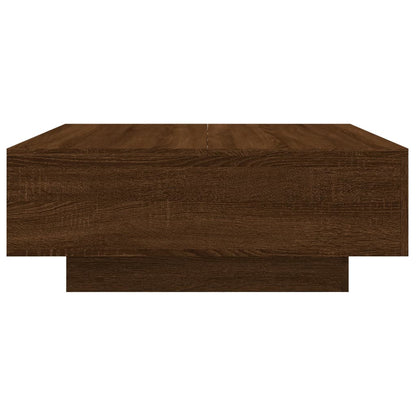 Sofabord med LED lys brun eg look 80x80x31 cm