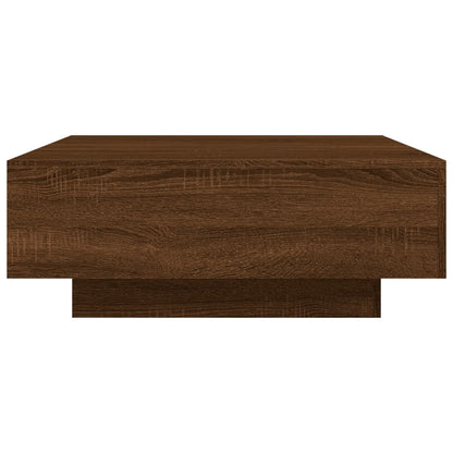 Sofabord med LED lys brun eg look 80x80x31 cm