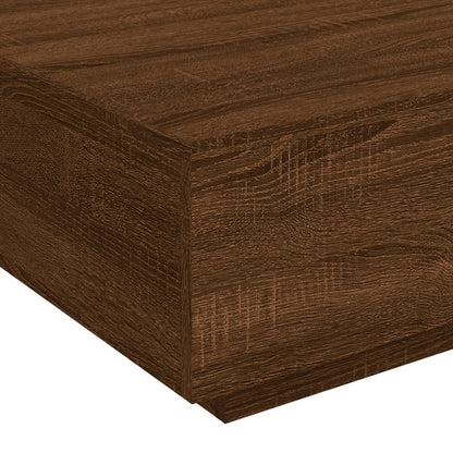 Sofabord med LED lys brun eg look 80x80x31 cm