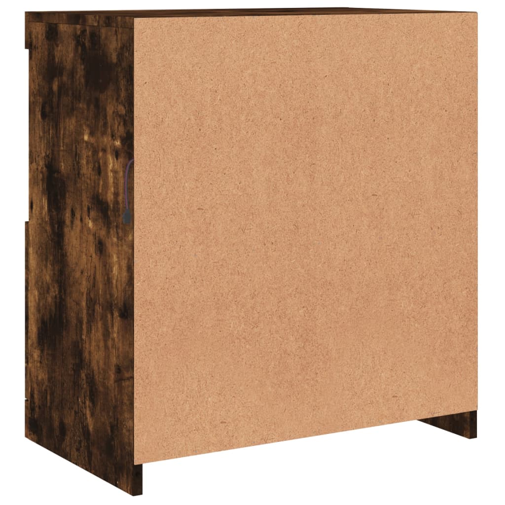 Sideboard mit LED-Leuchten Räuchereiche 60,5x37x67 cm