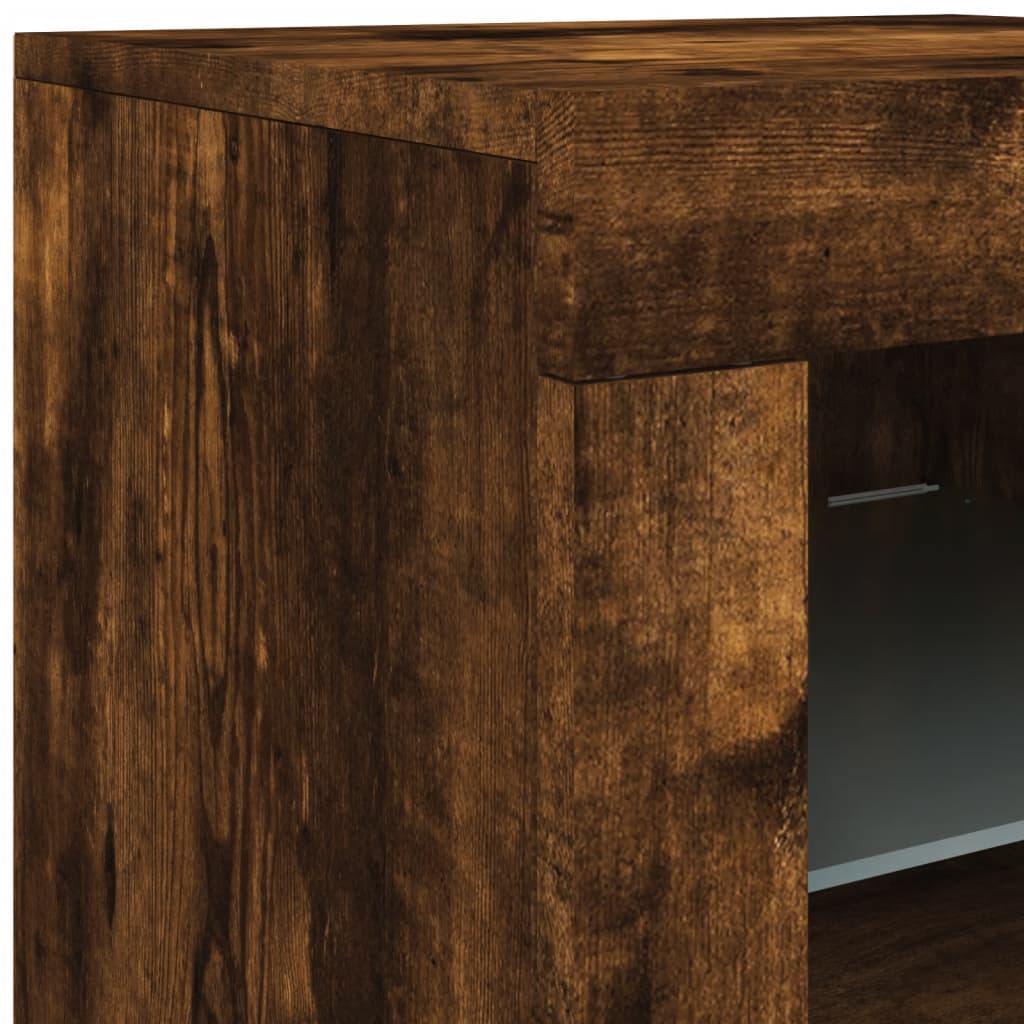 Sideboard mit LED-Leuchten Räuchereiche 60,5x37x67 cm