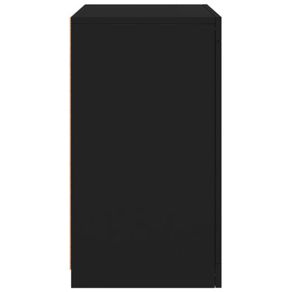 Beistellschrank mit LED-Leuchten Schwarz Holzwerkstoff