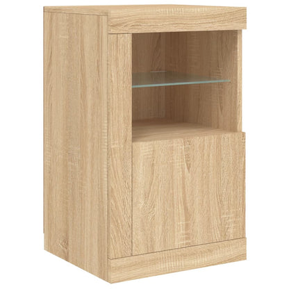 Beistellschrank mit LED-Leuchten Sonoma Eiche Holzwerkstoff