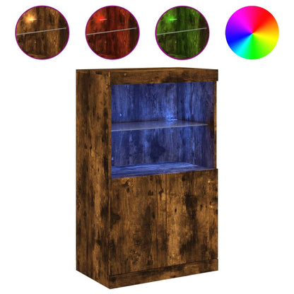 Sideboard mit LED-Leuchten Räuchereiche 60,5x37x100 cm