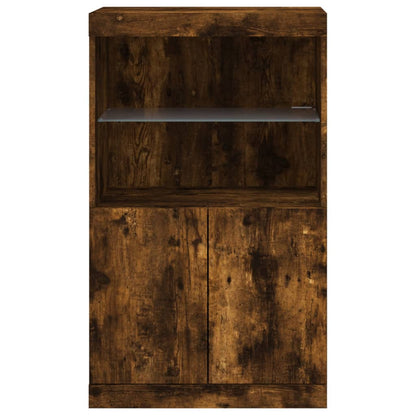 Sideboard mit LED-Leuchten Räuchereiche 60,5x37x100 cm
