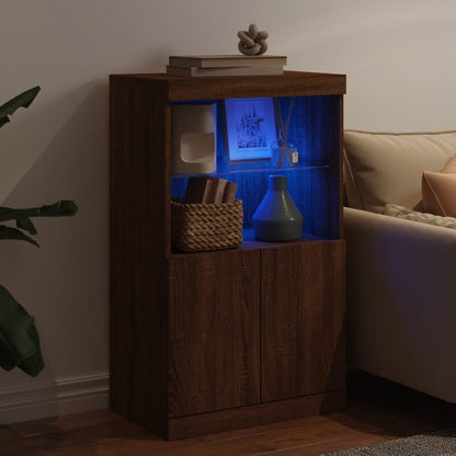Sideboard mit LED-Leuchten Braun Eichen-Optik 60,5x37x100 cm