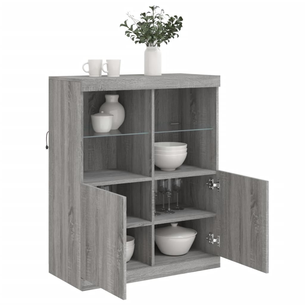 Sideboard mit LED-Leuchten Grau Sonoma 81x37x100 cm