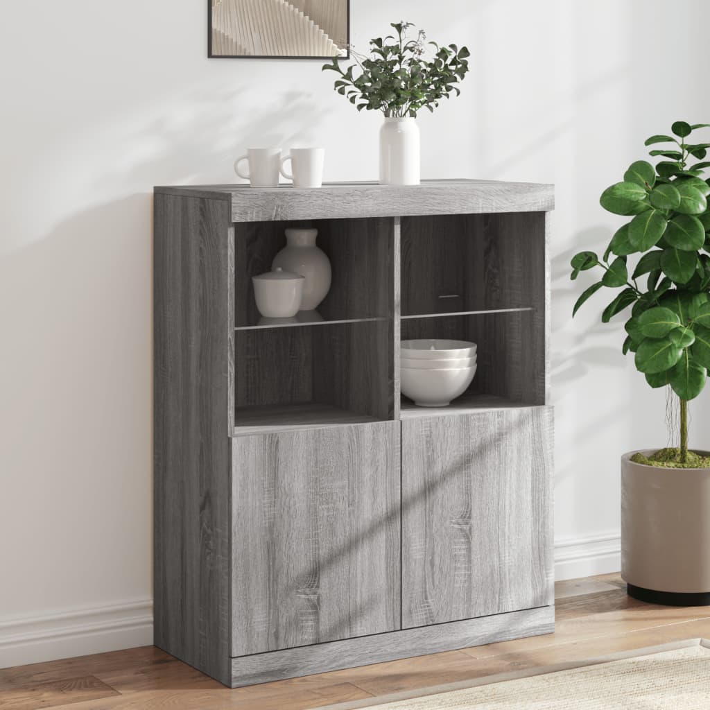 Sideboard mit LED-Leuchten Grau Sonoma 81x37x100 cm