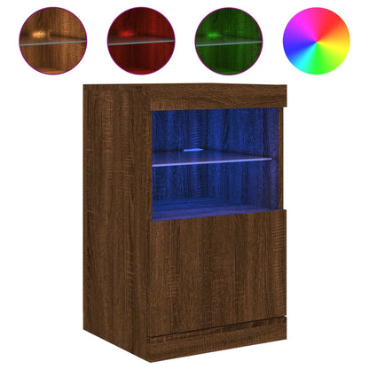 Skænk med LED-lys Brun Eg look 41x37x67 cm