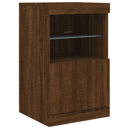 Skænk med LED-lys Brun Eg look 41x37x67 cm