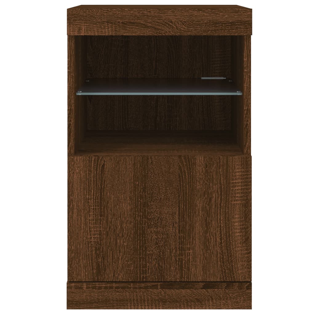 Skænk med LED-lys Brun Eg look 41x37x67 cm