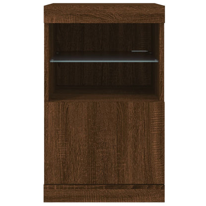 Skænk med LED-lys Brun Eg look 41x37x67 cm