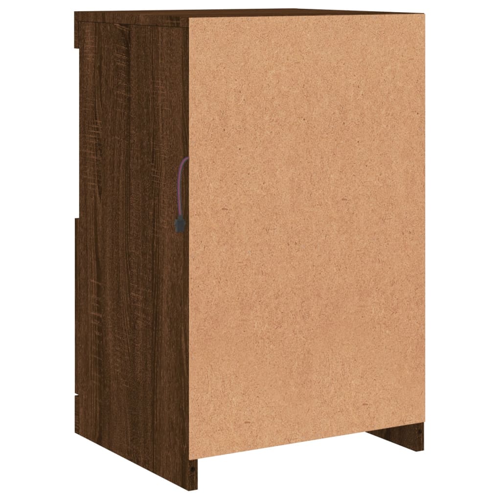 Skænk med LED-lys Brun Eg look 41x37x67 cm