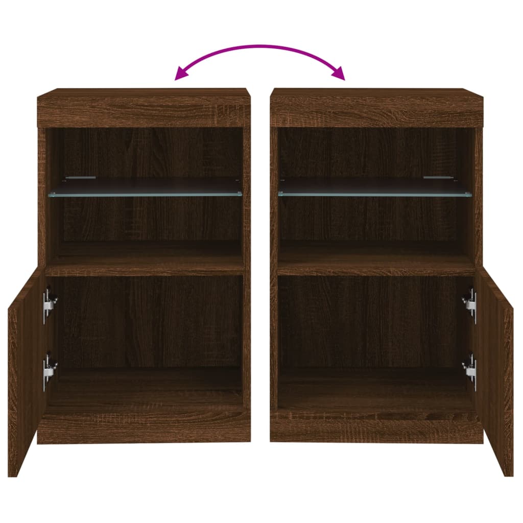 Skænk med LED-lys Brun Eg look 41x37x67 cm