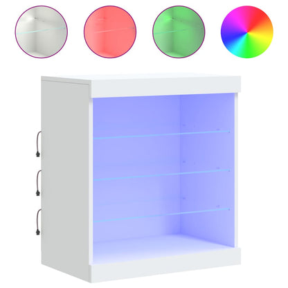 Skænk med LED-belysning Hvid 60,5x37x67 cm