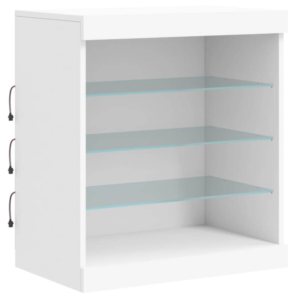Skænk med LED-belysning Hvid 60,5x37x67 cm