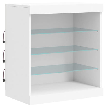 Skænk med LED-belysning Hvid 60,5x37x67 cm