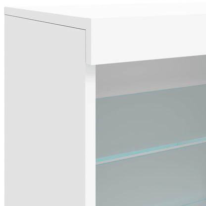 Skænk med LED-belysning Hvid 60,5x37x67 cm