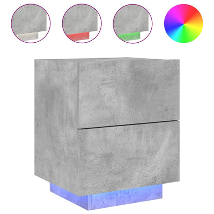 Nachttische mit LED-Leuchten 2 Stk. Betongrau Holzwerkstoff