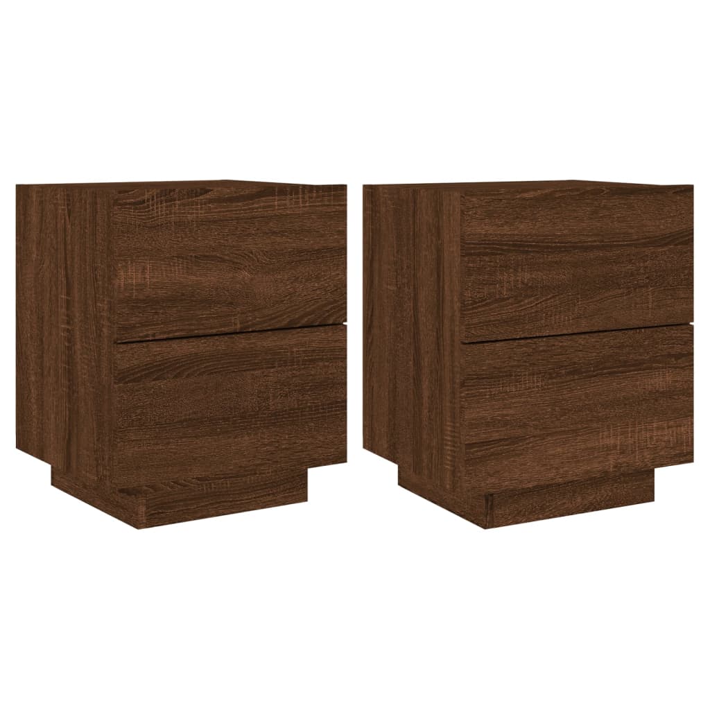 Nachttische mit LED-Leuchten 2 Stk. Braun Eiche Holzwerkstoff
