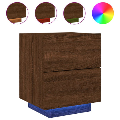 Nachttische mit LED-Leuchten 2 Stk. Braun Eiche Holzwerkstoff