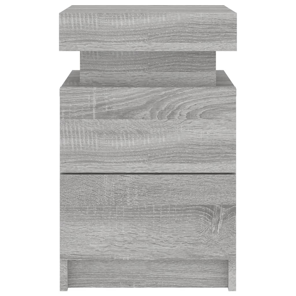Nachttische mit LED-Leuchten 2 Stk. Grau Sonoma 35x39x55 cm