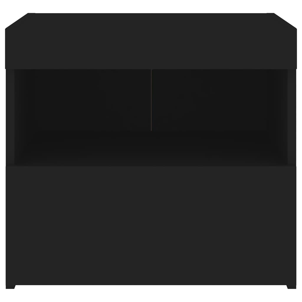 Nachttisch mit LED-Leuchten Schwarz 50x40x45 cm