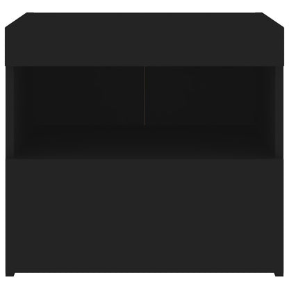 Nachttisch mit LED-Leuchten Schwarz 50x40x45 cm