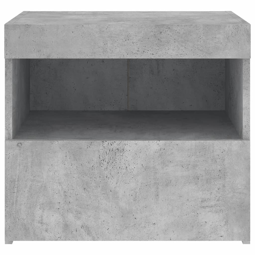 Nachttische mit LED-Leuchten 2 Stk. Betongrau 50x40x45 cm