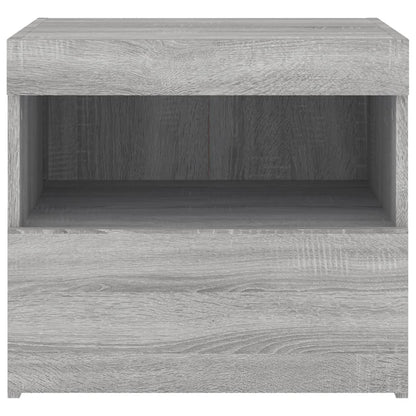 Nachttisch mit LED-Leuchten Grau Sonoma 50x40x45 cm
