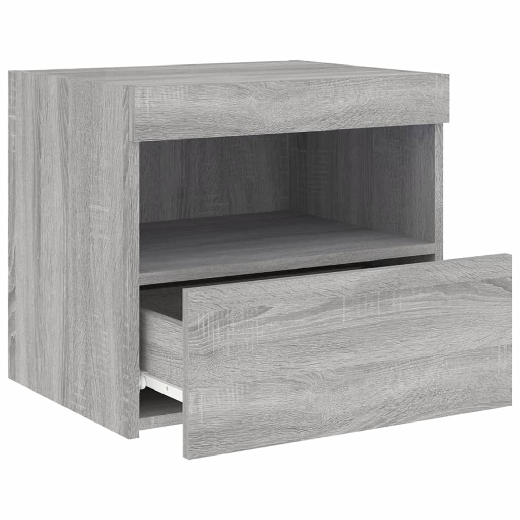 Nachttische mit LED-Leuchten 2 Stk. Grau Sonoma 50x40x45 cm