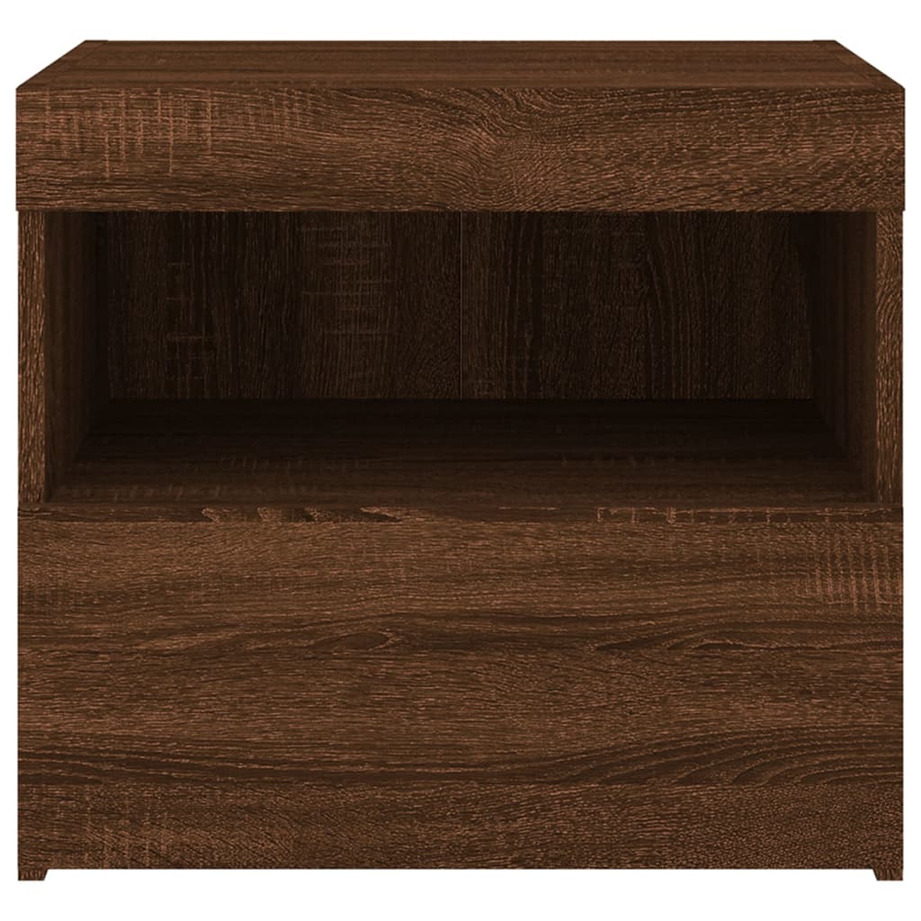 Nachttische mit LED-Leuchten 2 Stk. Braun Eiche 50x40x45 cm
