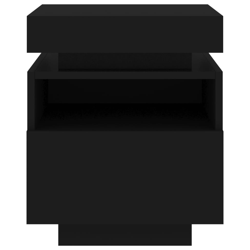 Nachttische mit LED-Leuchten 2 Stk. Schwarz 40x39x48,5 cm