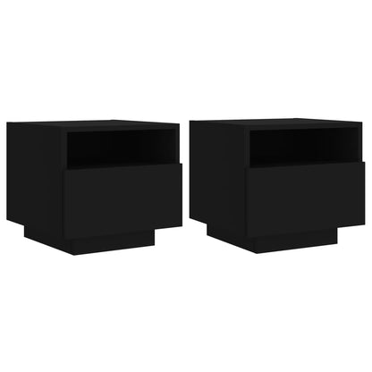 Nachttische mit LED-Leuchten 2 Stk. Schwarz 40x39x37 cm