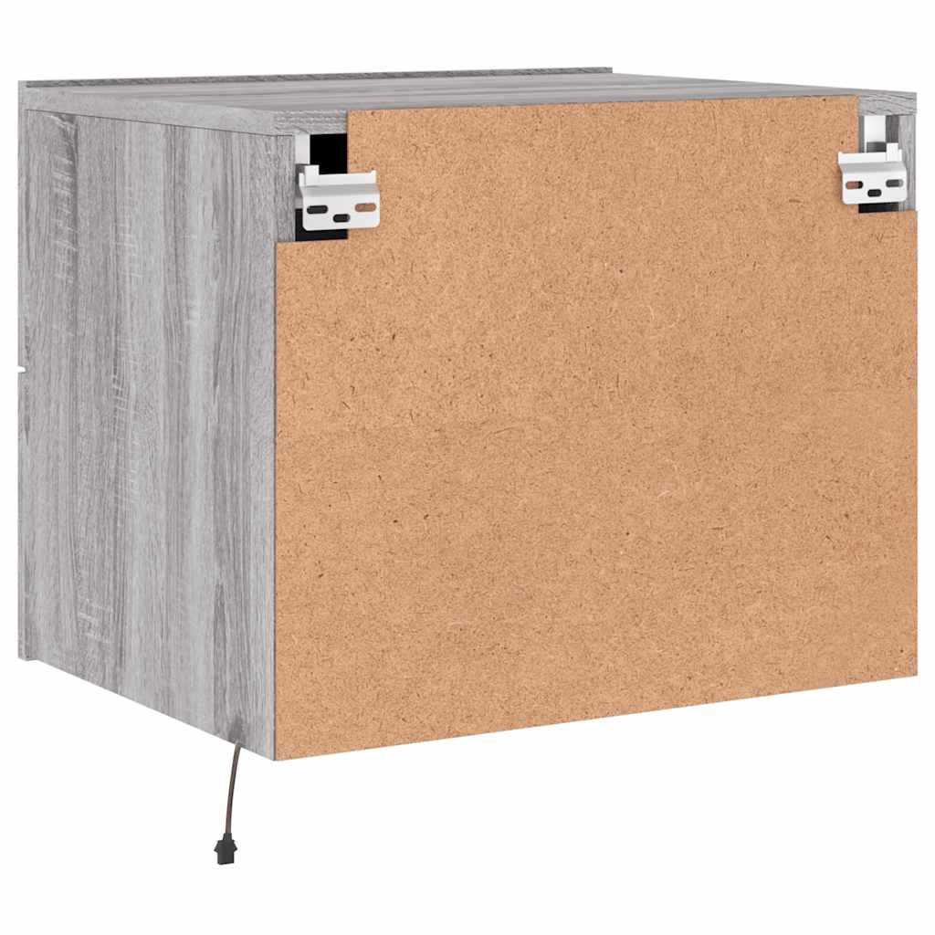 Wand-Nachttische mit LED-Leuchten 2 Stk. Grau Sonoma