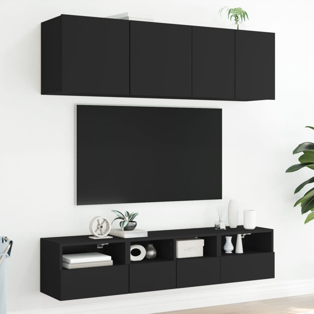 TV-Wandschränke 2 Stk. Schwarz 40x30x30 cm Holzwerkstoff