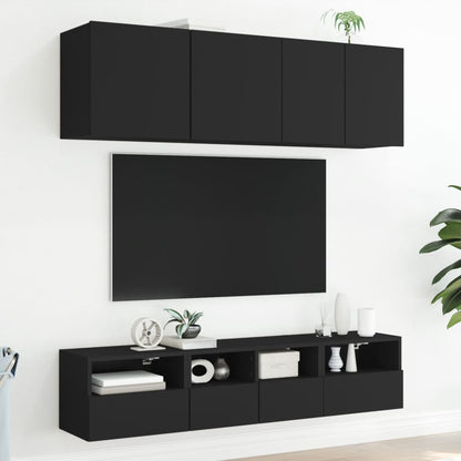 TV-Wandschränke 2 Stk. Schwarz 40x30x30 cm Holzwerkstoff