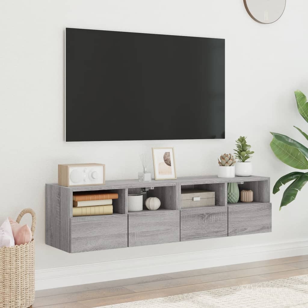 TV overskabe 2 stk Grå Sonoma 60x30x30 cm træmateriale