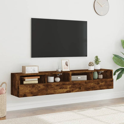 TV-Wandschränke 2 Stk. Räuchereiche 80x30x30 cm Holzwerkstoff