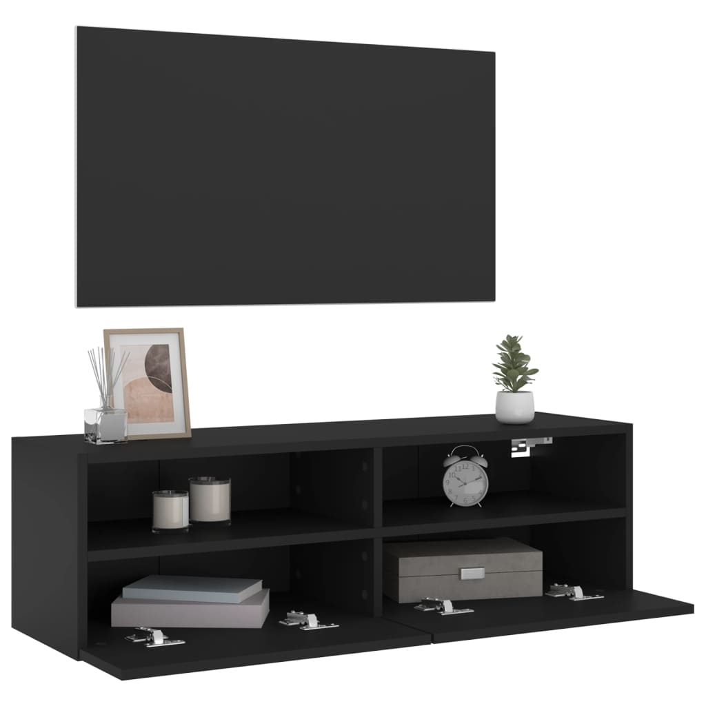 TV-Wandschrank Schwarz 100x30x30 cm Holzwerkstoff