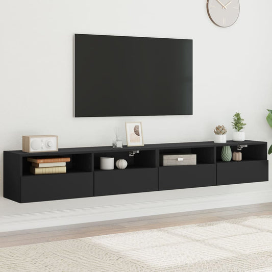 TV-Wandschränke 2 Stk. Schwarz 100x30x30 cm Holzwerkstoff