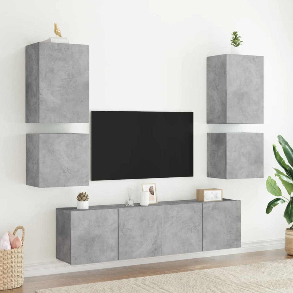 TV overskabe 2 stk Betongrå 40,5x30x40 cm træmateriale