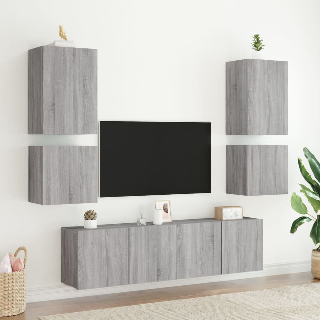 TV overskabe 2 stk Grå Sonoma 40,5x30x40 cm træmateriale