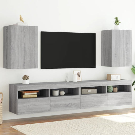 TV overskabe 2 stk Grå Sonoma 40,5x30x60 cm træmateriale