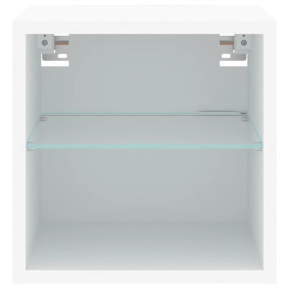 TV-Wandschränke mit LED-Leuchten 2 Stk. Weiß 30x28,5x30 cm