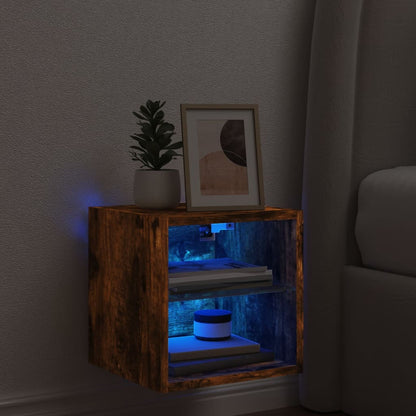 TV-Wandschrank mit LED-Leuchten Räuchereiche 30x28,5x30 cm