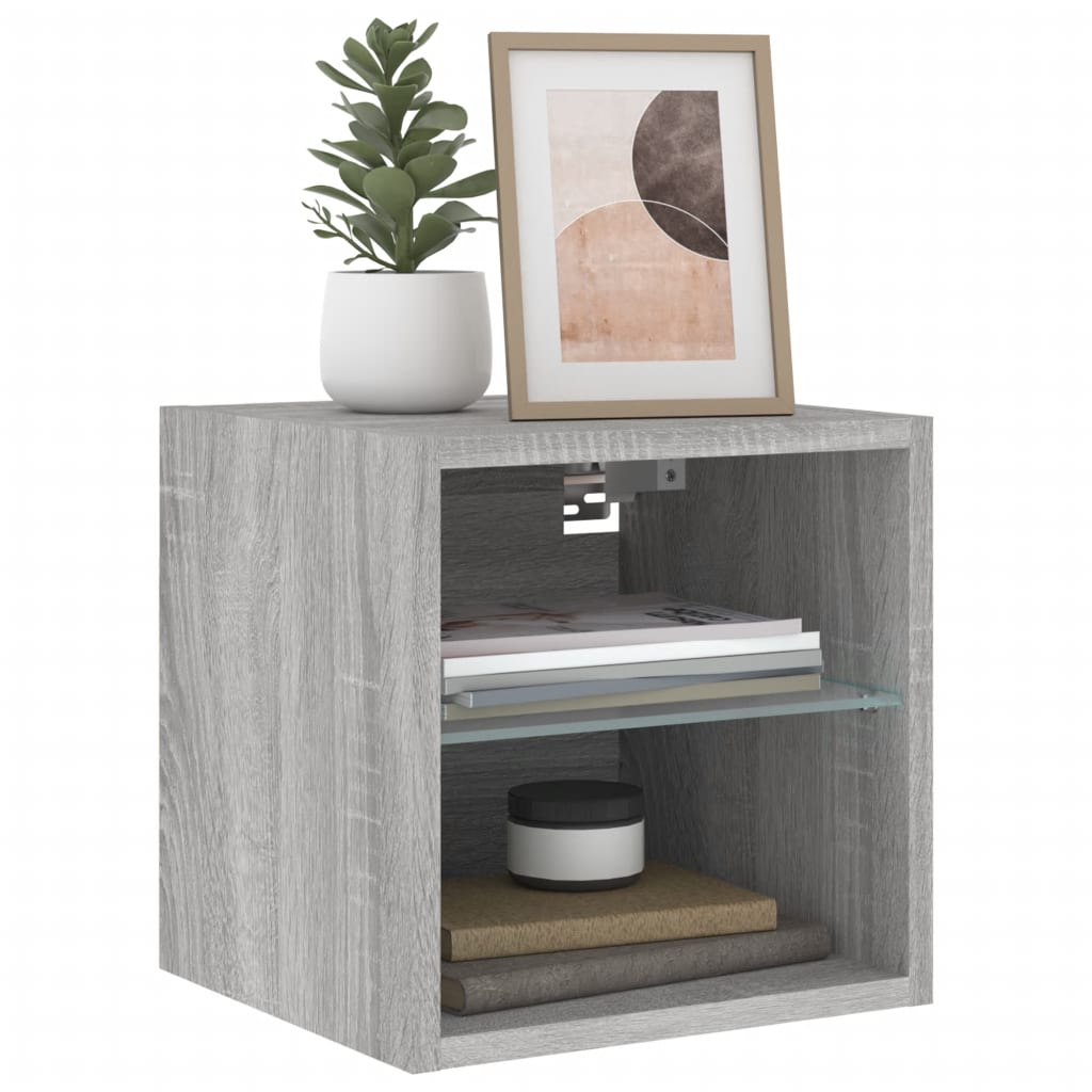 TV-Wandschränke mit LED-Leuchten 2 Stk. Grau Sonoma